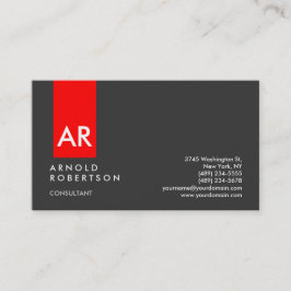 Monogram Grijs Rood Modern Consultant Visitekaartj Visitekaartje