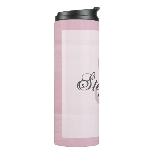 Monogram Grijs Roze Trendy Elegant Meisje Modern Thermosbeker (Gedraaid links)