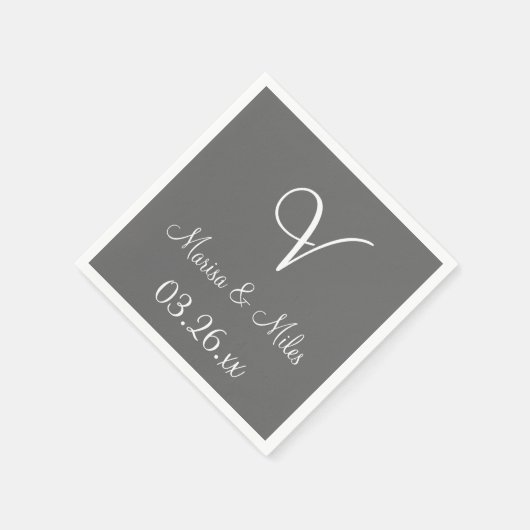Monogram grijs Solid Color Paper Napkins Servet (Hoek)