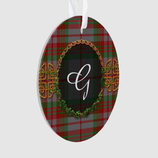 Monogram grijs Tartan Ornament (voorkant)
