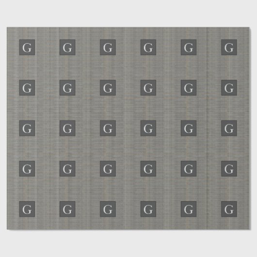 Monogram Grijs Tweed Bruidsjonker Trouwcadeau Cadeaupapier (Vlak)