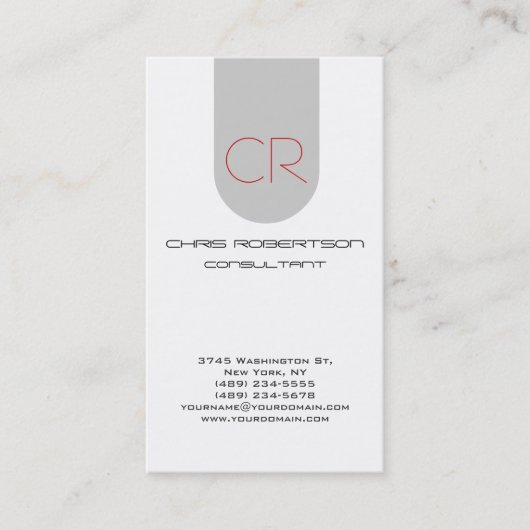 Monogram grijs Wit aantrekkelijk Visitekaartje (Voorkant)