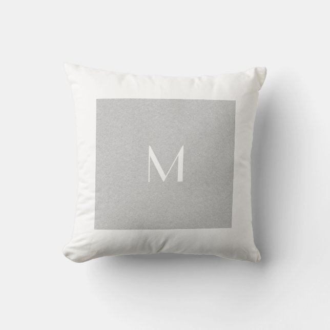 Monogram grijs & wit | Elke grootte | Aangepast Kussen (Voorkant)