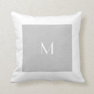Monogram grijs & wit Elke grootte Aangepast Kussen
