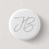 Monogram Grijs Wit Gewoon Kalligrafie Script Ronde Button 3,2 Cm (Voorkant)