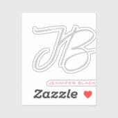 Monogram Grijs Wit Gewoon Kalligrafie Script Sticker (Vel)