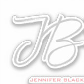 Monogram Grijs Wit Gewoon Kalligrafie Script Sticker (Voorkant)