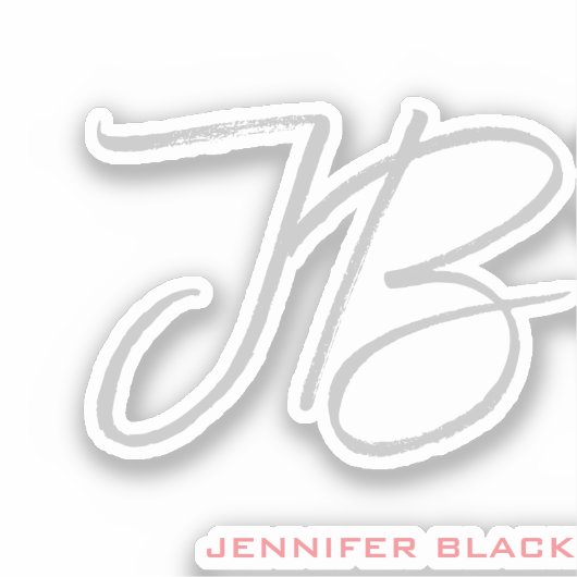 Monogram Grijs Wit Gewoon Kalligrafie Script Sticker (Voorkant)