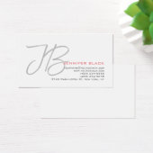 Monogram Grijs Wit Gewoon Kalligrafie Script Visitekaartje (Bureau)