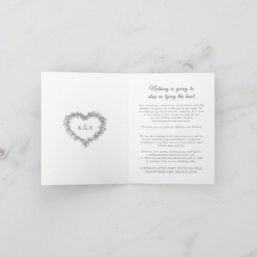 Monogram grijs witte maretak trouw livestream aankondiging (Binnen)