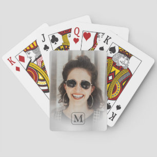 Monogram Grijs Zilveren Foto Aandenken Pokerkaarten