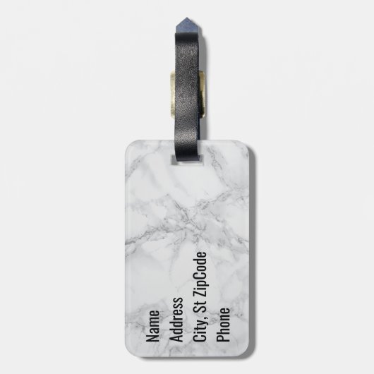 Monogram grijs, zwart en grijs marmer bagagelabel (Achterkant verticaal)