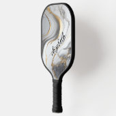 Monogram Grijs Zwart Goud Marmeren Swirl Chique St Pickleball Paddle (Links)