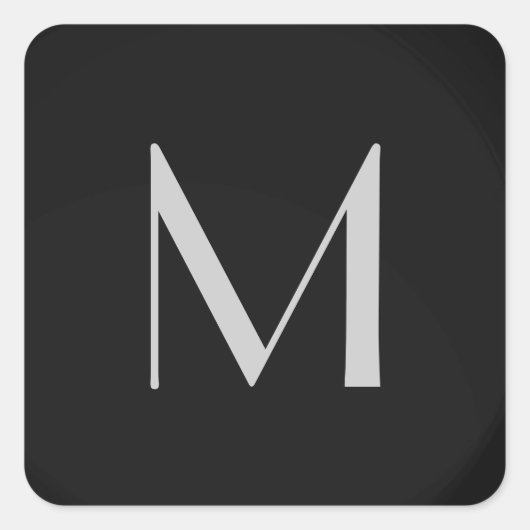 Monogram grijs zwart Modern Voeg Jouw naam Initiaa Vierkante Sticker (Voorkant)