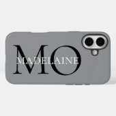 Monogram grijs zwart persoonlijk Case-Mate iPhone case (Achterkant (horizontaal))