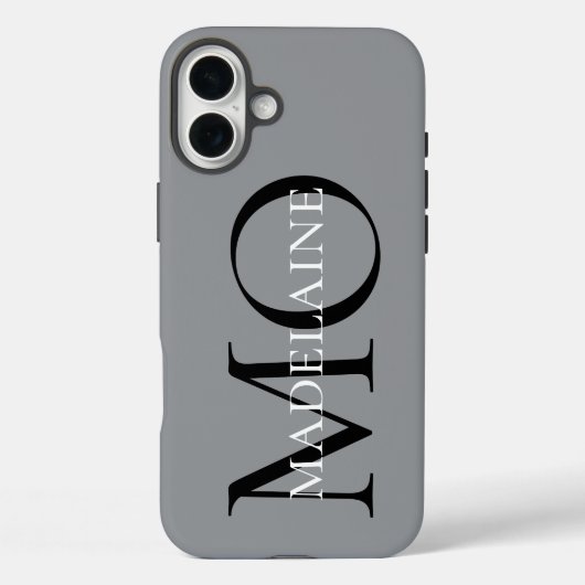 Monogram grijs zwart persoonlijk Case-Mate iPhone case (Achterkant)