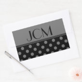 Monogram grijs/zwart polka punt rechthoekige sticker (Envelop)