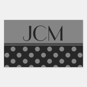 Monogram grijs/zwart stippelpatroon rechthoekige sticker