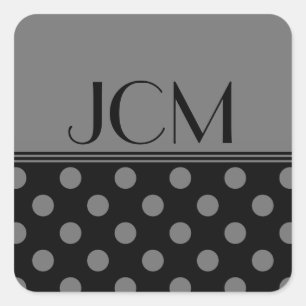 Monogram grijs/zwart stippelpatroon vierkante sticker