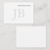 Monogram grijs Zwart wit Modern minimalistisch Notitiekaartje (Voorkant / Achterkant)