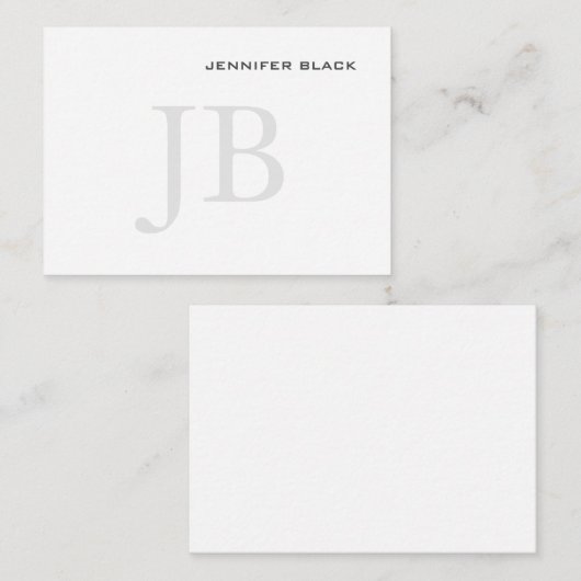 Monogram grijs Zwart wit Modern minimalistisch Notitiekaartje (Voorkant / Achterkant)