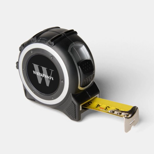 Monogram grijs zwart wit naam initiaal modern rolmaat (Hoek)