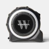 Monogram grijs zwart wit naam initiaal modern rolmaat (Voorkant)