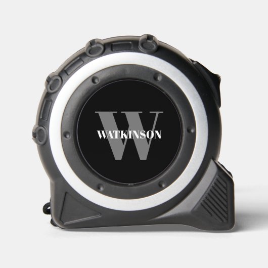 Monogram grijs zwart wit naam initiaal modern rolmaat (Voorkant)