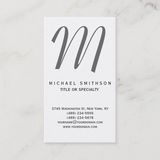 Monogram grijs Zwart witconsultant Visitekaartje (Voorkant)