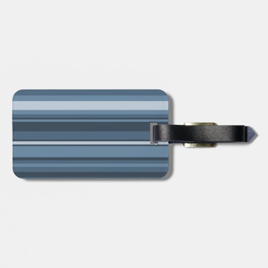 Monogram grijsblauwe strepen bagagelabel (Achterkant horizontaal)