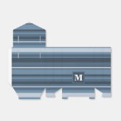 Monogram grijsblauwe strepen bedankdoosjes (Uitgevouwen)