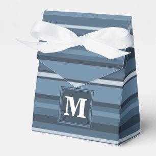 Monogram grijsblauwe strepen bedankdoosjes
