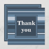 Monogram grijsblauwe strepen bedankkaart (Voorkant / Achterkant)