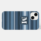 Monogram grijsblauwe strepen Case-Mate iPhone case (Achterkant (horizontaal))