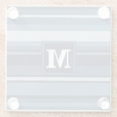 Monogram grijsblauwe strepen glazen onderzetter (Achterkant)