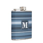 Monogram grijsblauwe strepen heupfles (Rechts)