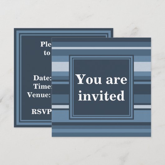 Monogram grijsblauwe strepen kaart (Voorkant / Achterkant)