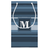 Monogram grijsblauwe strepen klein cadeauzakje (Achterkant)