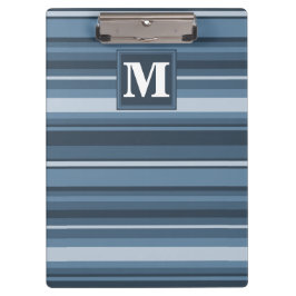 Monogram grijsblauwe strepen klembord