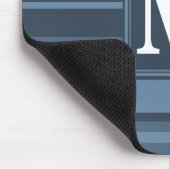 Monogram grijsblauwe strepen muismat (Hoek)