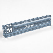 Monogram grijsblauwe strepen naambordje