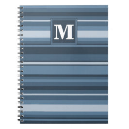 Monogram grijsblauwe strepen notitieboek