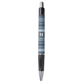 Monogram grijsblauwe strepen pen