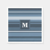Monogram grijsblauwe strepen servetten (Voorkant)
