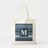 Monogram grijsblauwe strepen tote bag (Voorkant)