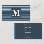 Monogram grijsblauwe strepen visitekaartje (Voorkant / Achterkant)