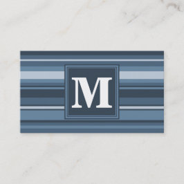 Monogram grijsblauwe strepen visitekaartje