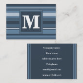 Monogram grijsblauwe strepen visitekaartje (Voorkant / Achterkant)