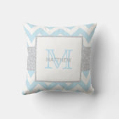 Monogram Grijze Blauwe Chevron Baby Pillow Kussen (Achterkant)