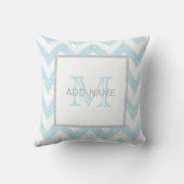 Monogram Grijze Blauwe Chevron Baby Pillow Kussen (Achterkant)
